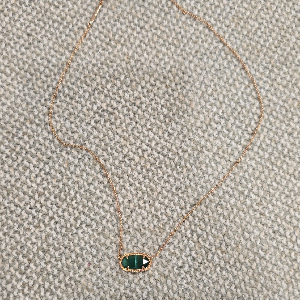 Kendra Scott Green Pendant Necklace with Gold Chain